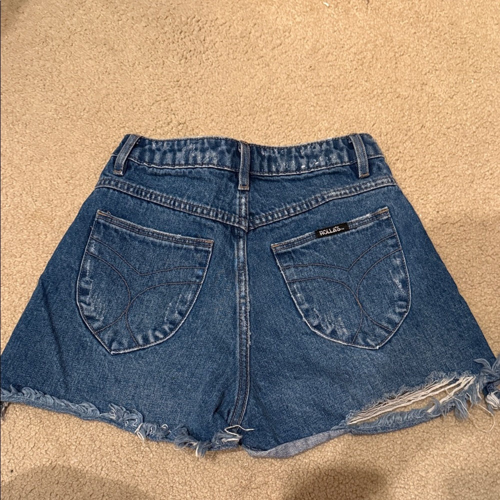 ROLLA'S Blue Distressed Jean Shorts - Picture 2 of 2